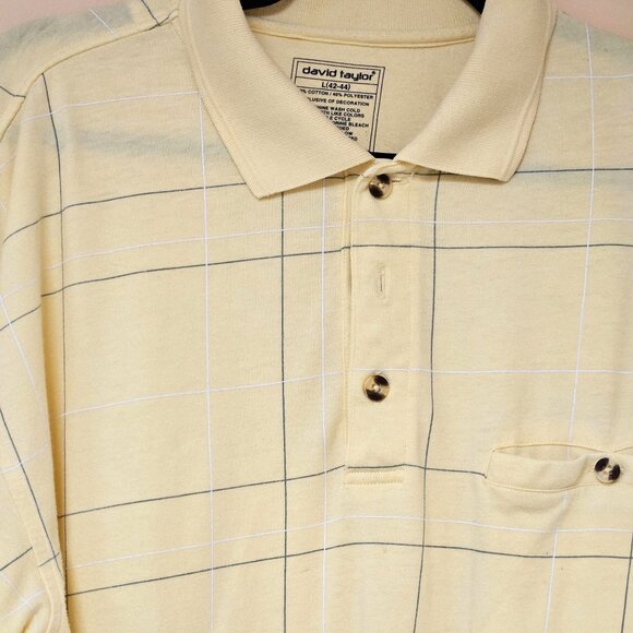 David Taylor Mens Checked Polo Shirt L Short Sleeve Cotton Polyester Blend - Picture 4 of 7